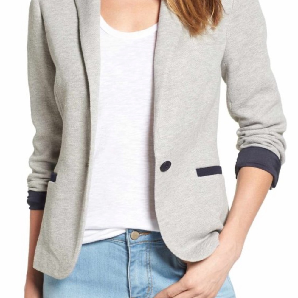Olivia Moon Elbow Patch Knit Blazer